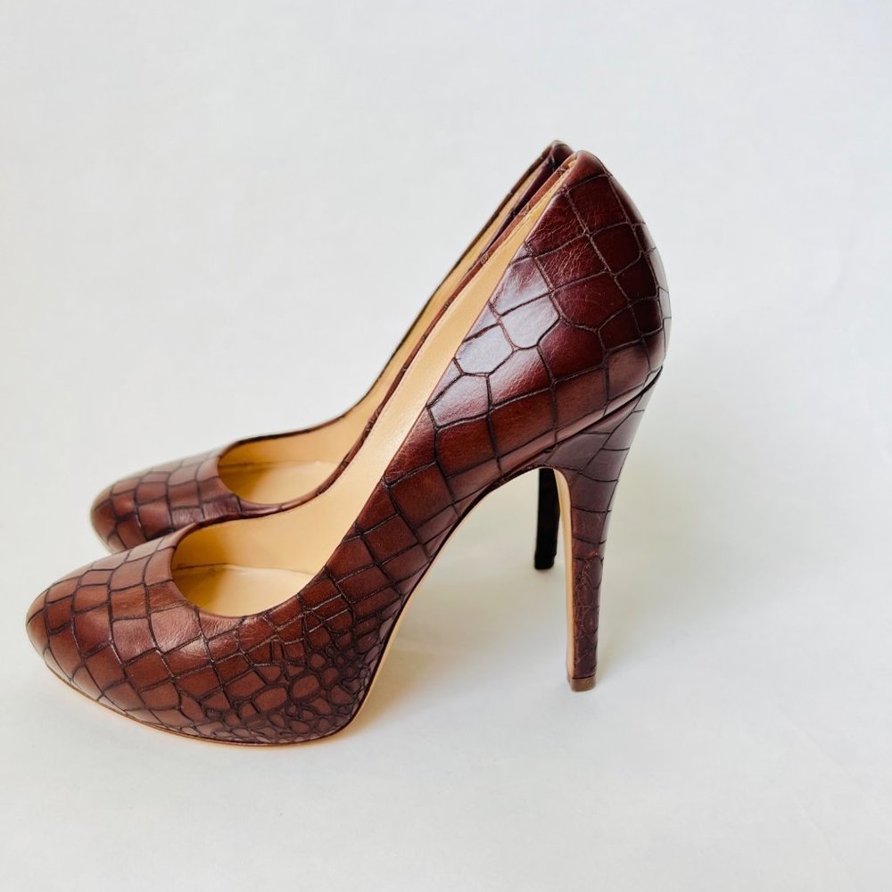Casadei croc embossed brown pumps Size 5